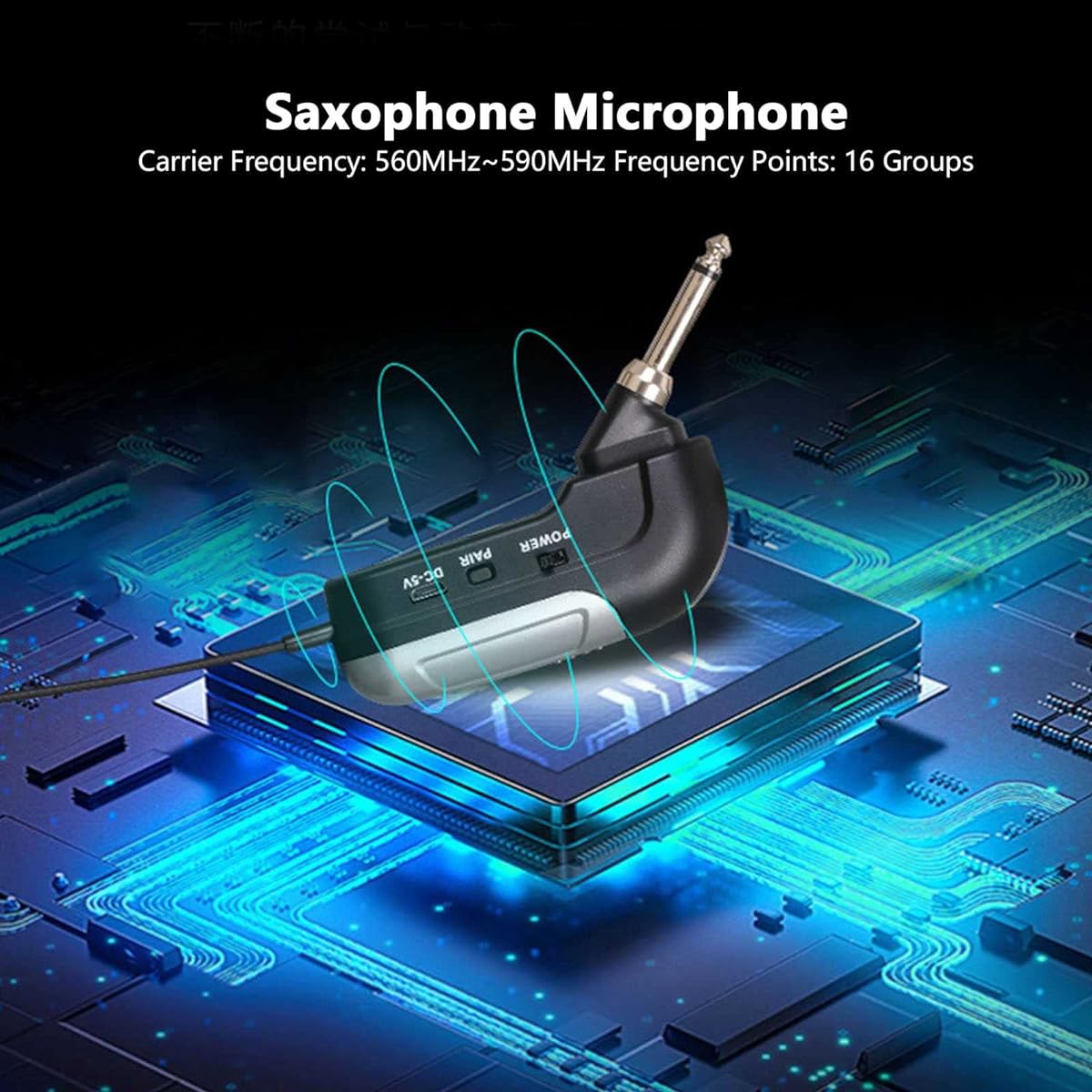 Pickup Instrument Microphone Wireless Instrument Microphone with 360° Rotating Fixed Clip for Saxophone Clarinet Trumpet Tuba Horn Trombone