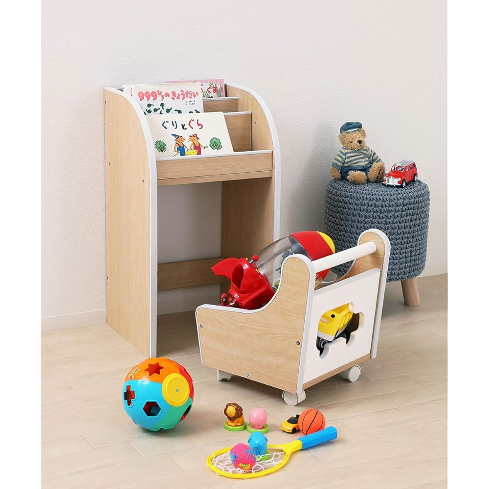 Kuroshio kodomono Toy Box Width 39.5cm Picture Book Shelf White Toy Storage Wooden 032397