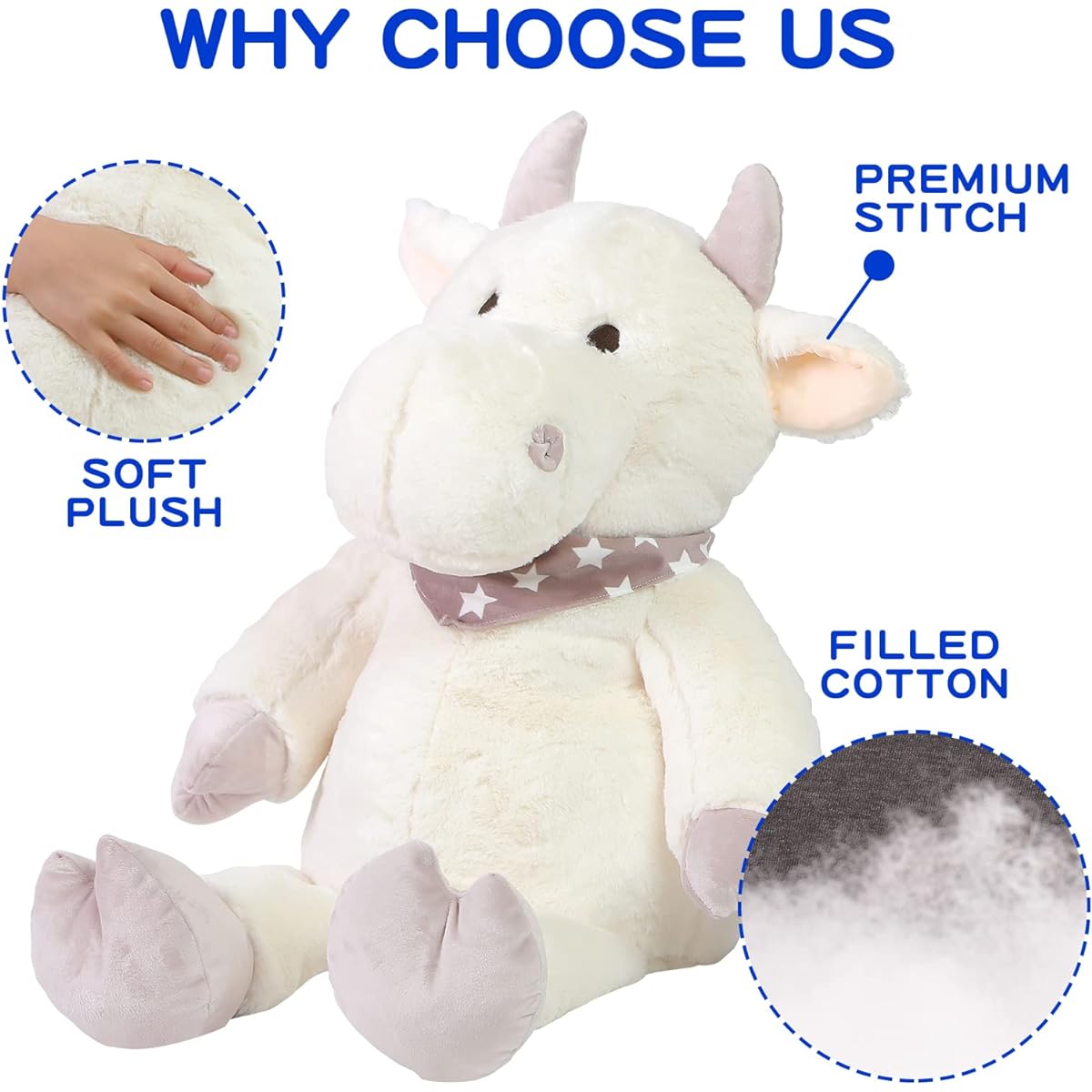 31.5inch Cow Stuffed Animal Plush Toy Cute Anime Cow Body Soft Pillow Doll Cute Cow Plush Toy Great for Kids Birthday Valentine Gift