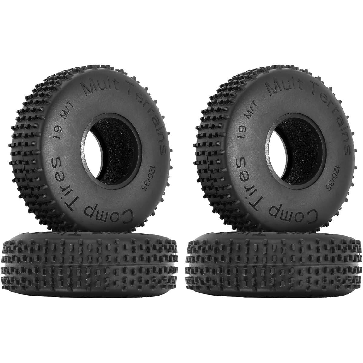 INJORA 1.9 Wheel Tires - Multi-Terrain Compin Tires for 1/10 RC Crawler Rock Buggy TRX4 SCX10 Pro Gen8 VS4-10 120*35mm
