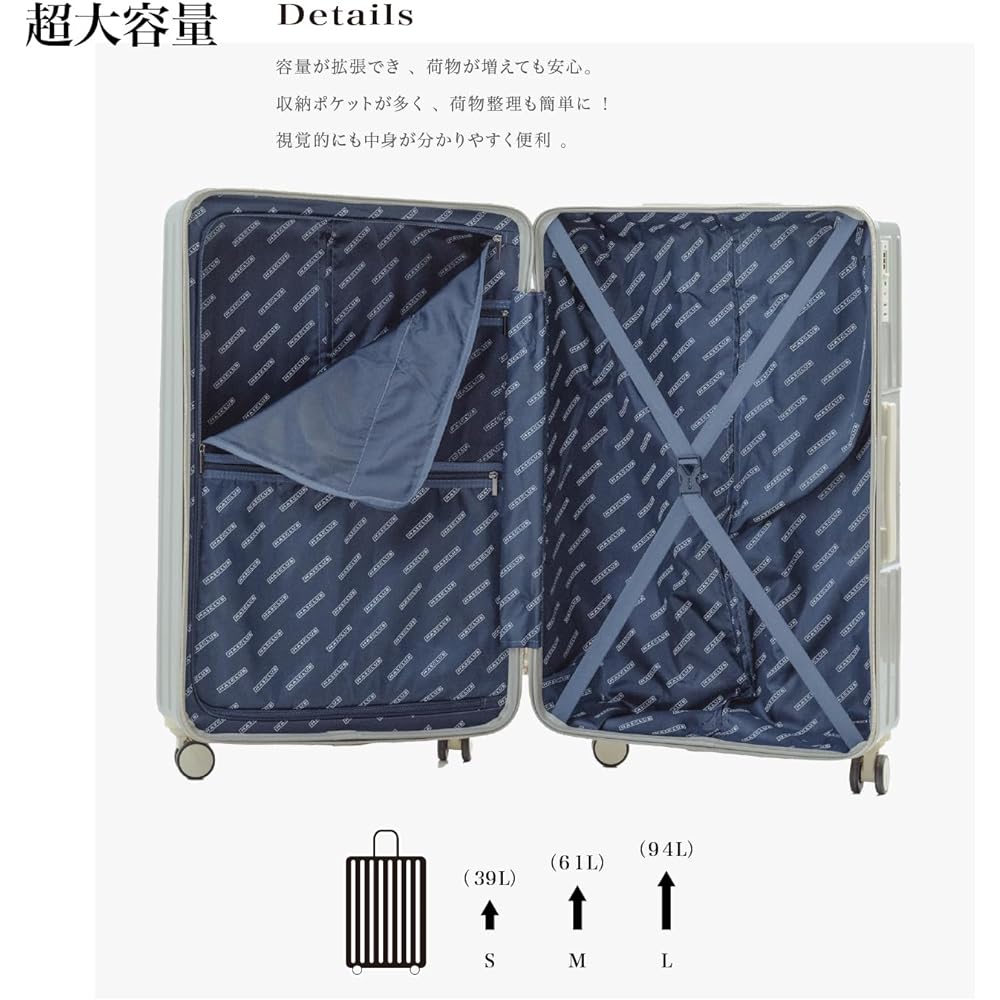 [MASCLUB] Suitcase, Carry Case, Carry Bag, Shockproof, Ultra Light, Large, Quiet, Equipped with TSA Rourke, Business, Durable, Ultra Light, Stylish, Shock Resistant, Improved Stability, Carry-on, Overseas Travel, Family Travel, Business Trip, Graduation