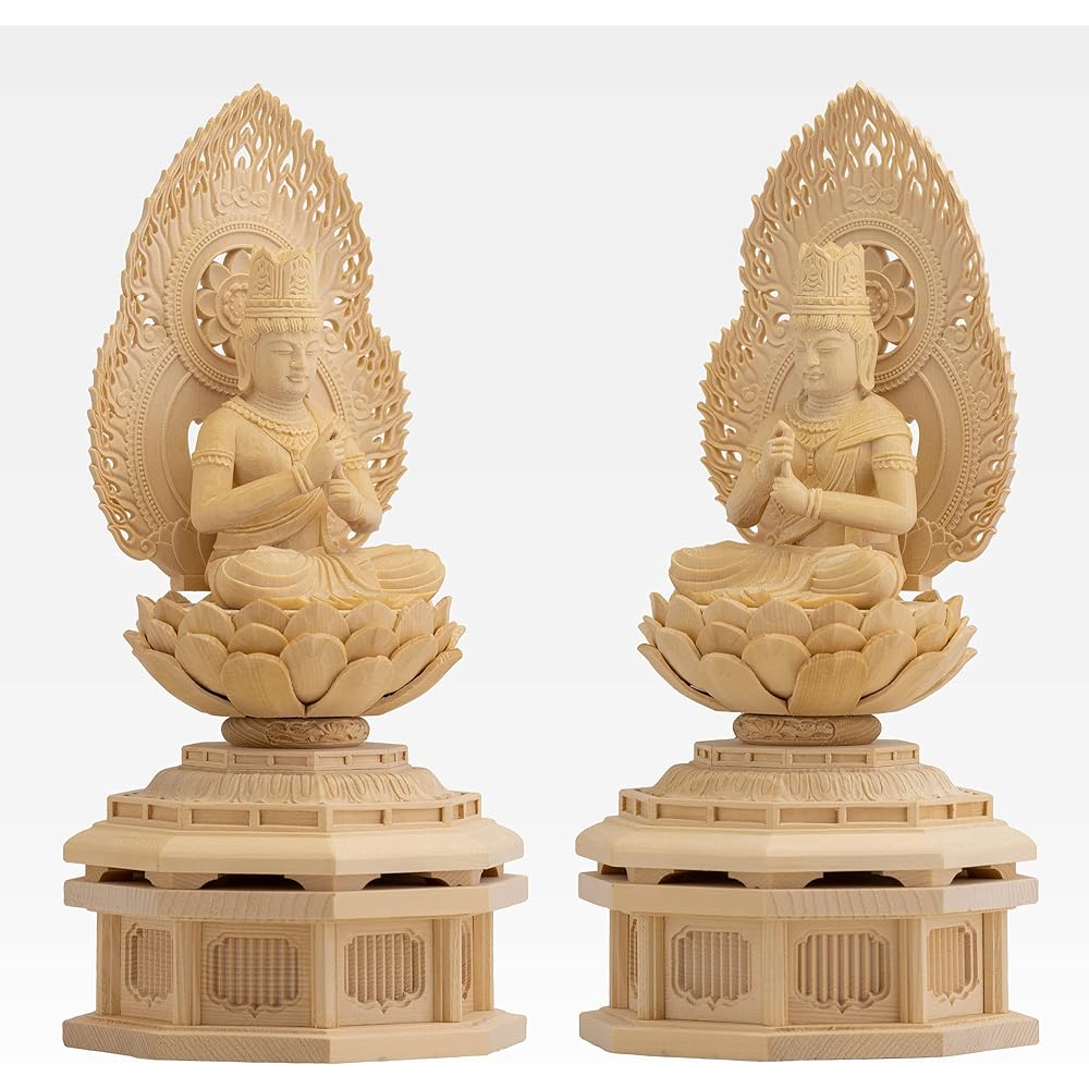 Wooden Carved Buddha Statue Dainichi Nyorai Seated Statue 22.5cm (Wooden: Cypress Wood) Born in the Year of the Monkey Zodiac Guardian Principal Image Zodiac Signs (Dainichi Nyorai Whi)