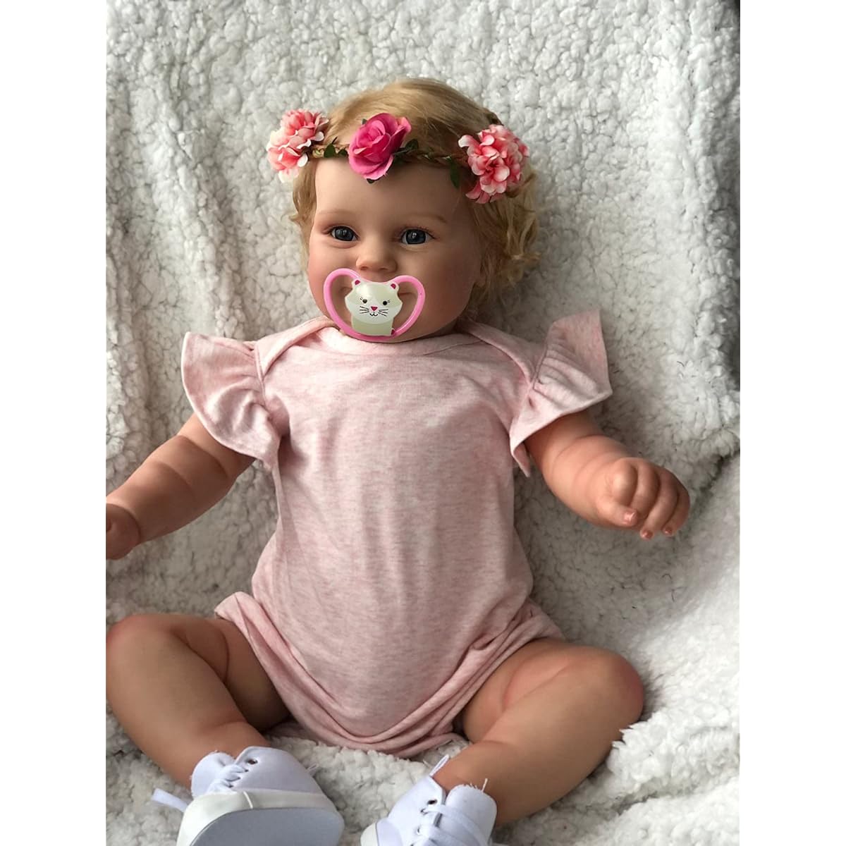 Anano Reborn Baby Doll Maddie Silicone 20 Inch 50cm Cute Real Life Baby Girl Real Weight Newborn Baby Doll Toy Set