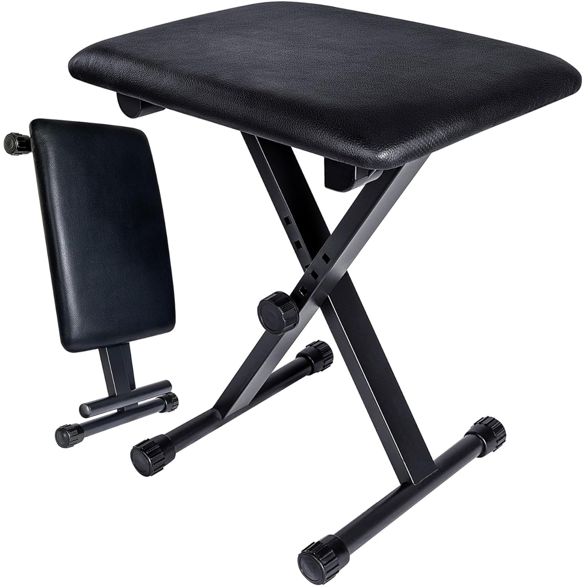 Liscym Keyboard Bench Adjustable X-Style Padded Bench Seat for Electronic Keyboard & Digital Piano (Black)