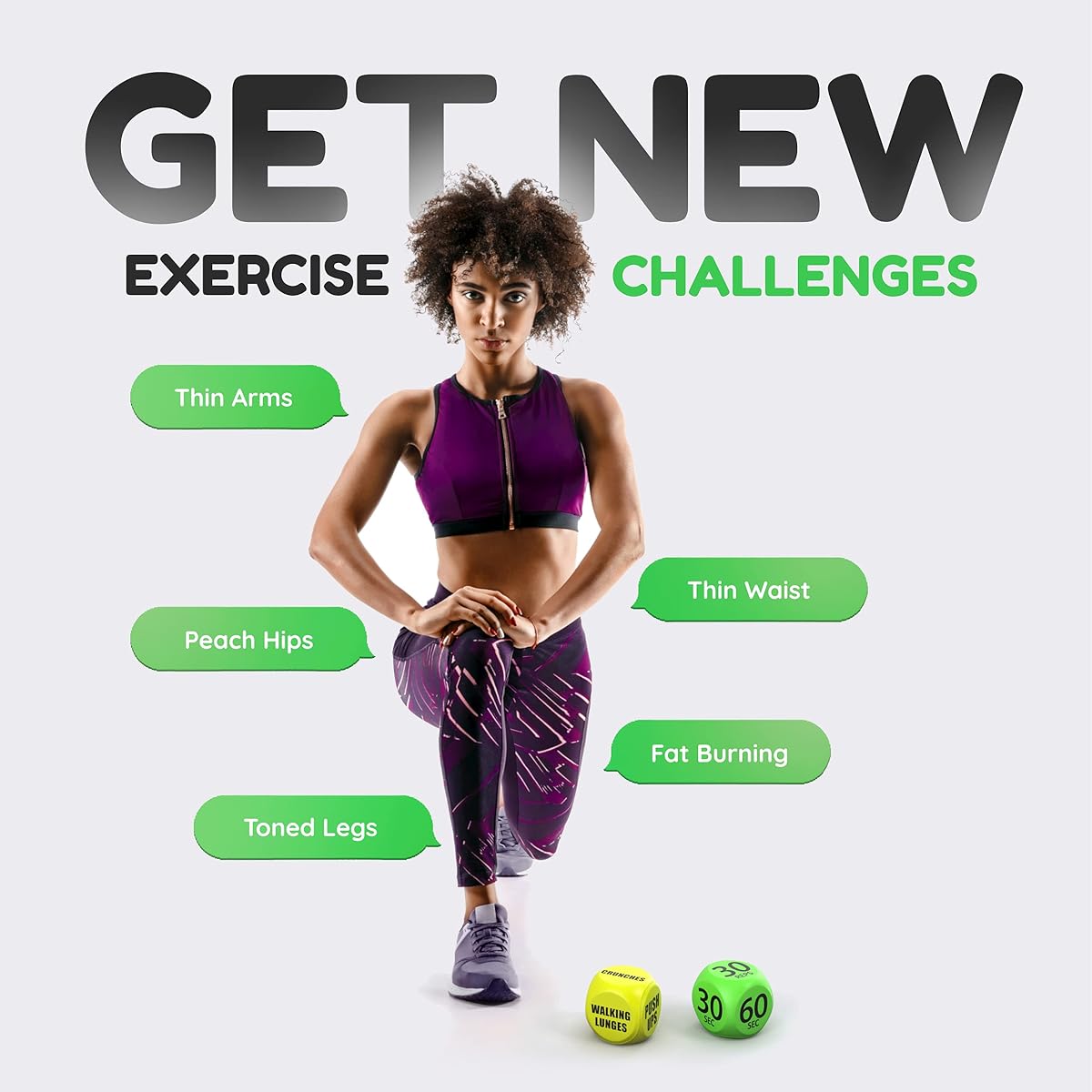 Skywin Workout Dice - 2 Pack Yellow Fun Exercise Dice for Solo or Group Classes, 6 Sided Foam Fitness Dice, Great Dynamic Exercise Equipment