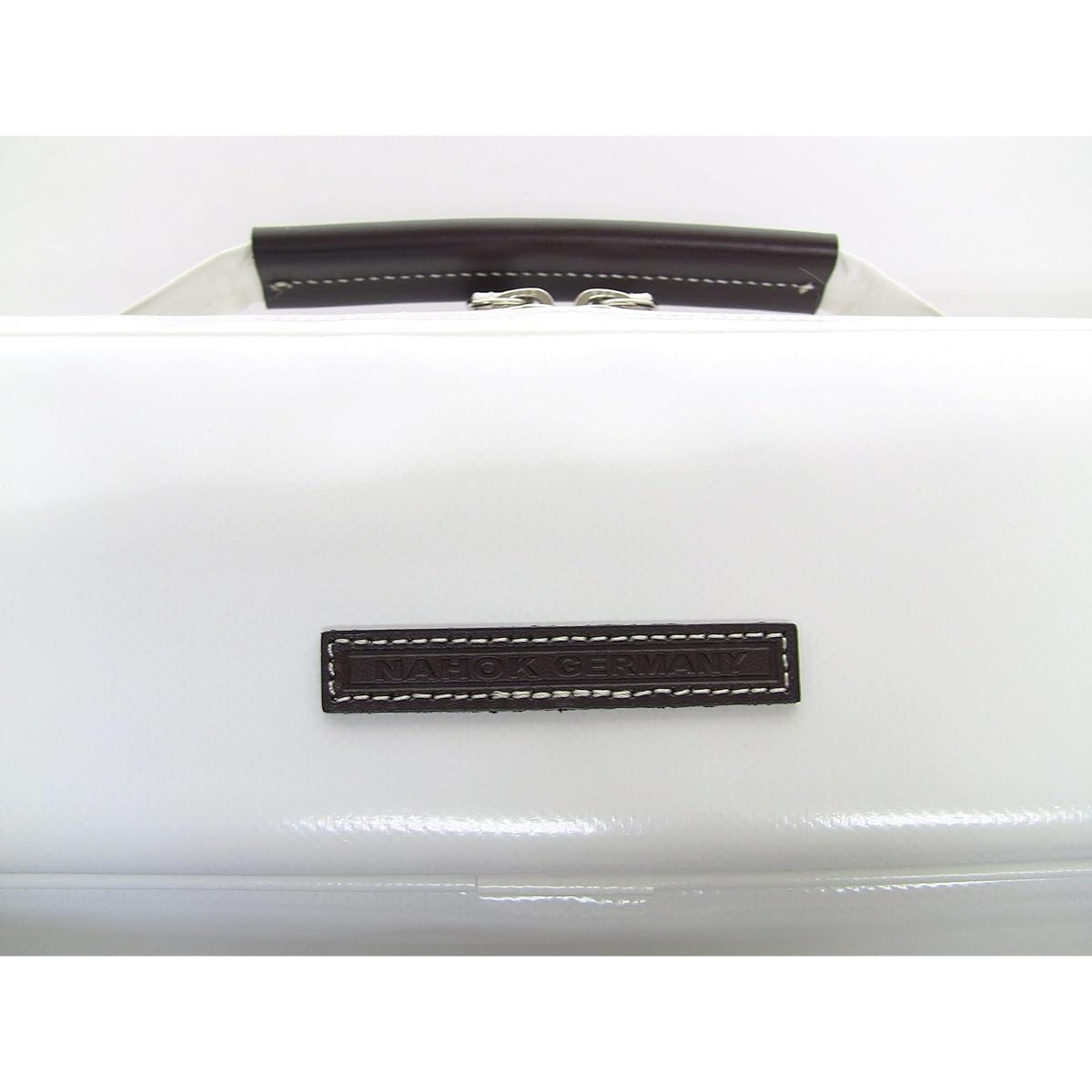 NAHOK H-tube (B foot) flute case guard "Amadeus/wf" White/Genuine leather chocolate handle [Waterproof fabric made in Germany x special temperature control function & shock absorbing material + waterproof zipper] Fabric from Germany, Made in Japan.