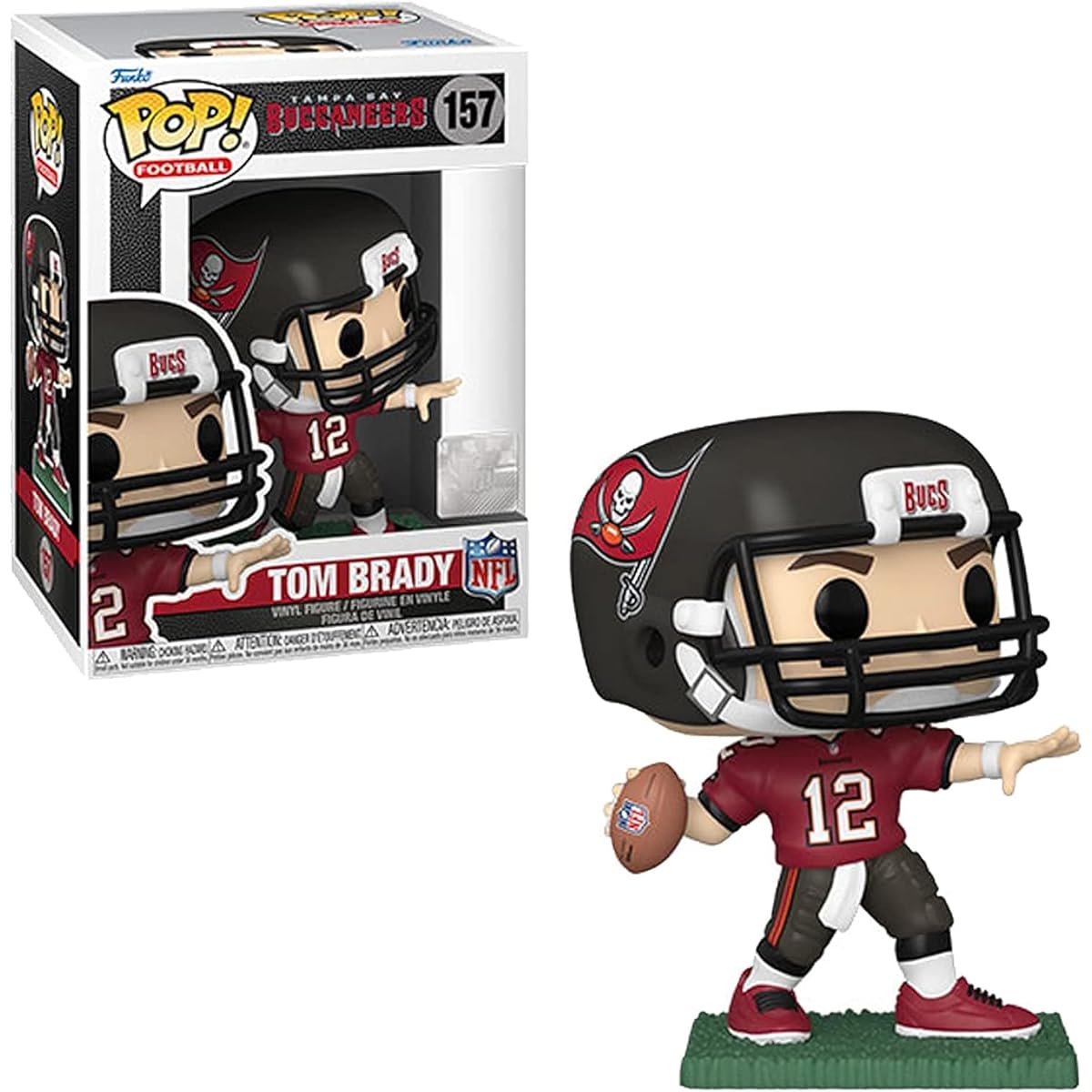 POP Football: Buccaneers Tom Brady (Home Uniform) Funko Vinyl Figure (Includes Compatible Box Protector Case), Multicolor, 3.75 Inch