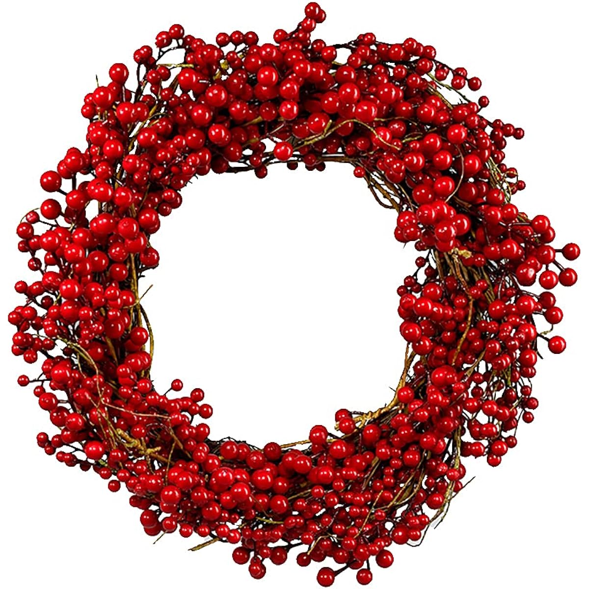 Serene Spaces Living Red Berry Wreath, Decorative Wreath to Use as a Red Christmas Wreath, Valentine's Day Door Hanger, Door Wreath for All Seasons, Outdoor, Farmhouse Front Door, 20" Diameter