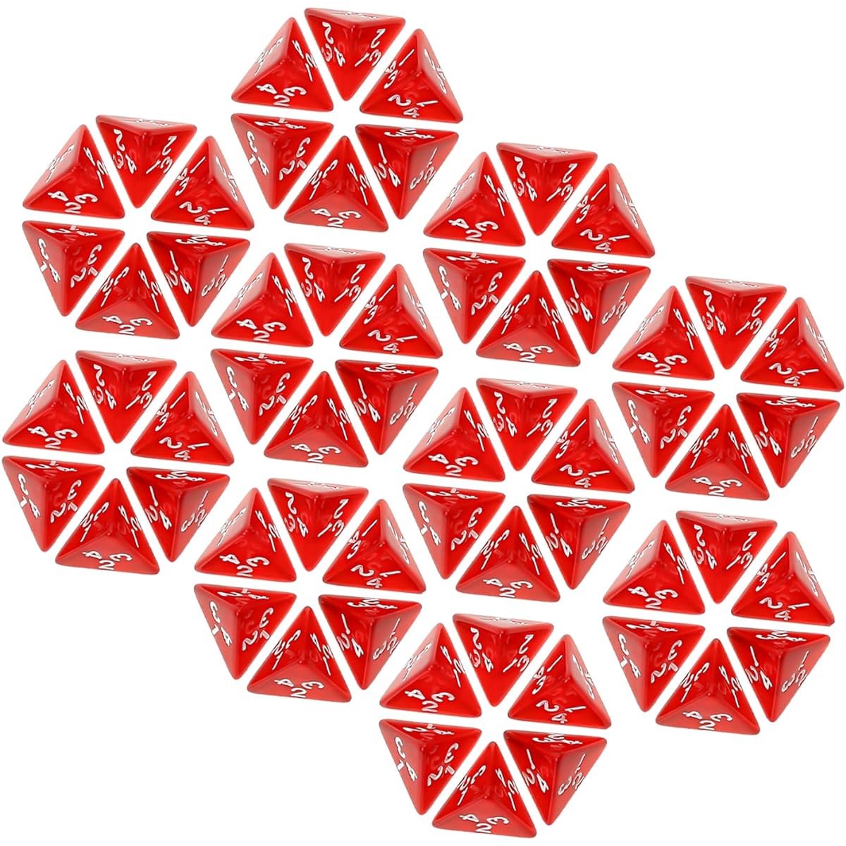 Gem Multi-Sided 60 Dice Polyhedral Dice Set for D4 D&D TRPG Cup Game - Red 60 Dice