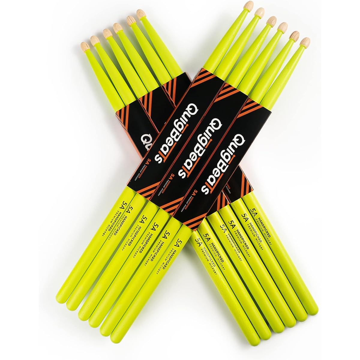 QuigBeats Drumsticks Hickory 5A Drumsticks for Adults & Kids 5A 6 Pairs Green