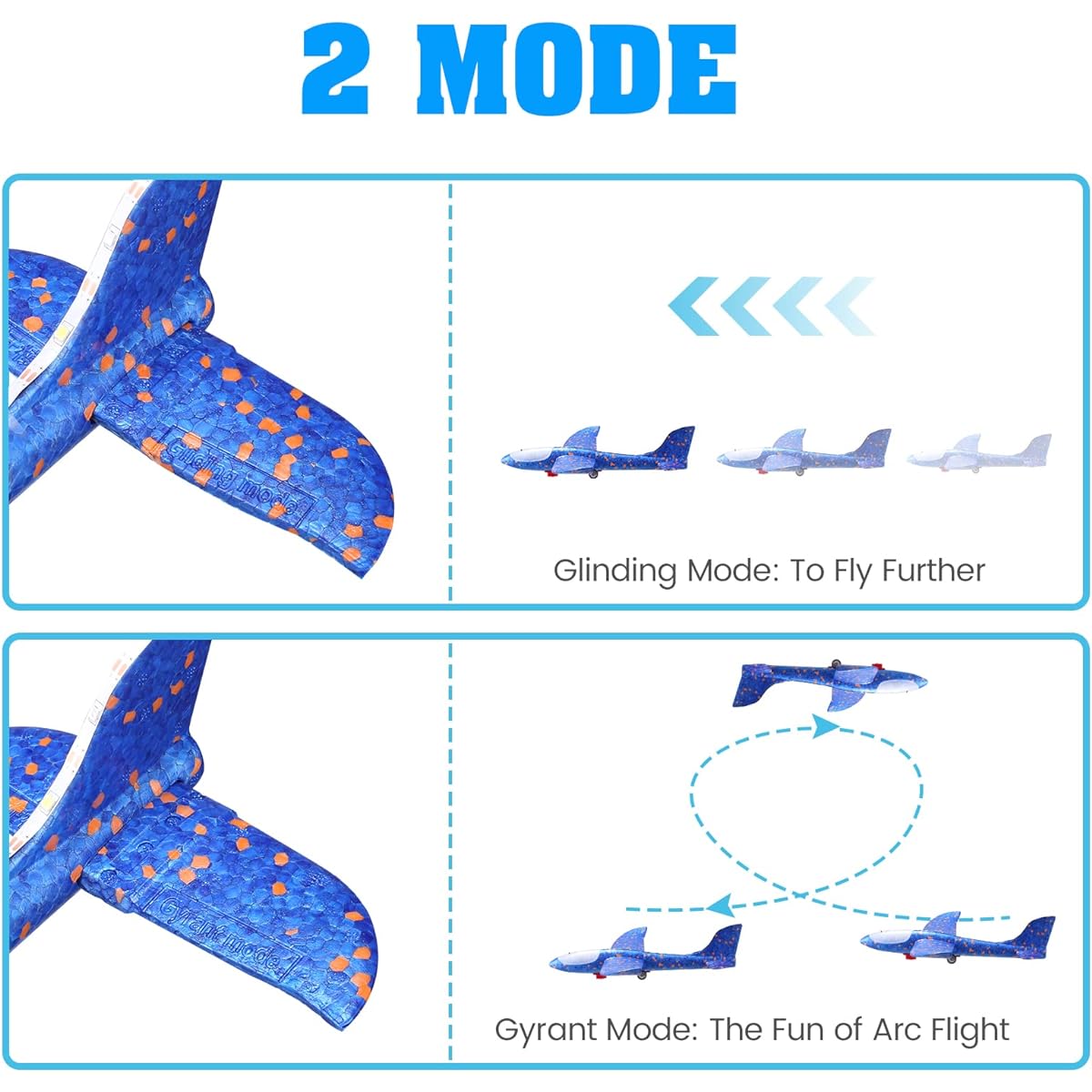 MAMPO Launcher Aircraft Toy 3 Pack Outdoor Catapult Foam Planes with Stickers Birthday Gift for 3 4 5 6 Year Old Kids