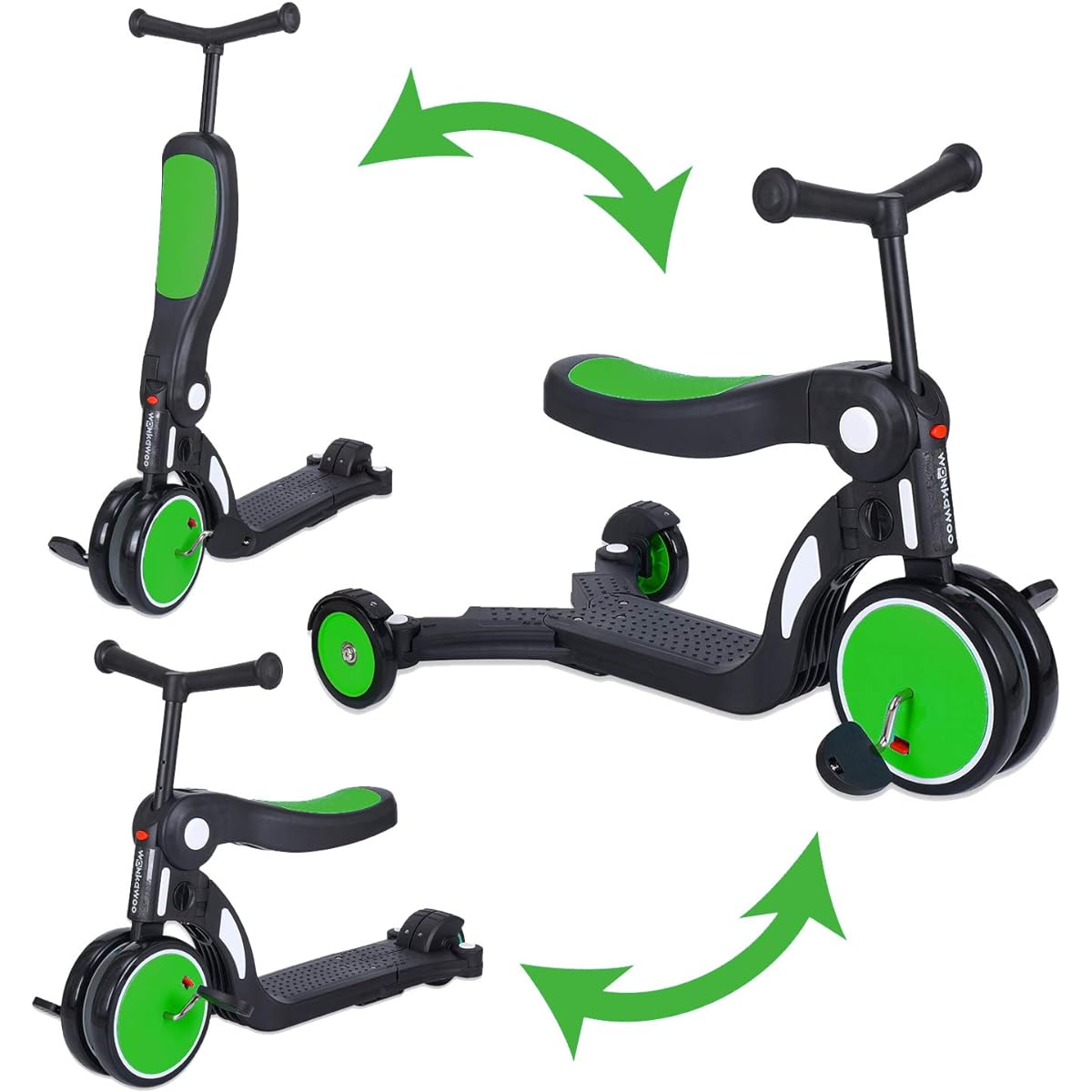 WONKAWOO Triscoot Scooter 3-in-1 Tricycle/Scooter/Balance Bike with Sleek Design and Foldable Seat for Kids Toddlers Boys Girls Ages 3-8
