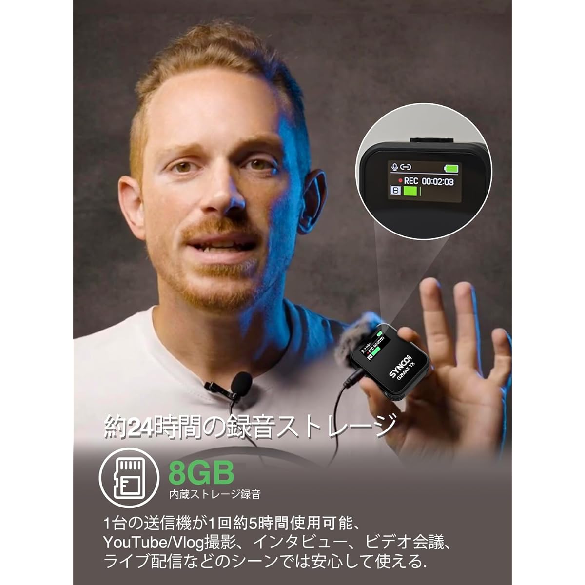 eless Lavalier Microphone, SYNCO G2(A2) MAX, Records for 24 hours, Noise Cancellation, Volume Adjustment, YouTube Video Shooting/Live Streaming/Online Classes, Compatible with SLR Cameras, Smartphones, and PCs, Wireless-Microphone-SLR-wireless-microphone