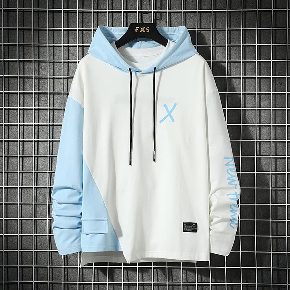 [BLOOMY CHIC] Men's Hoodie, Long Sleeve, Hooded Sweatshirt, Pullover, Loose, Casual, Stylish, Large Size, Thin, Sportswear, Spring/Autumn