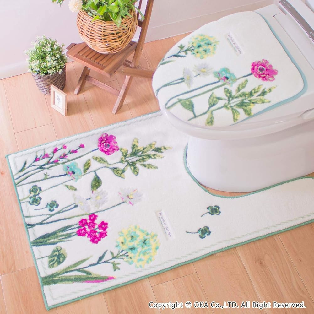 OKA Toilet Mat Botanical Garden Green Approx. 105cm x 63cm Ear Length (Plant Natural) 4548622371512