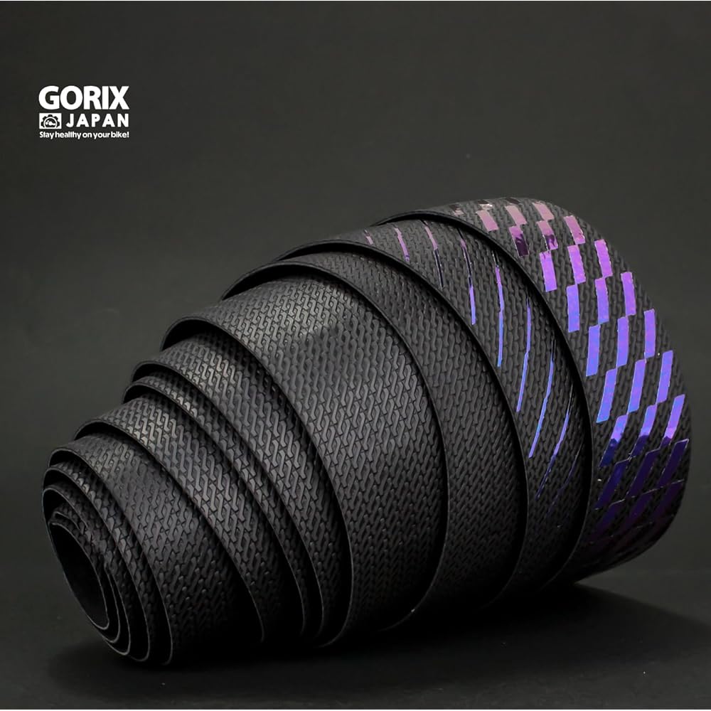 GORIX Bar Tape Bicycle Road Bike Oil Slick Pattern 2 Colors Black Handlebar Tape Grip Anti-Slip Customized Shock Absorption Simple Design Screw End Cap Oil Slick (Gscale)
