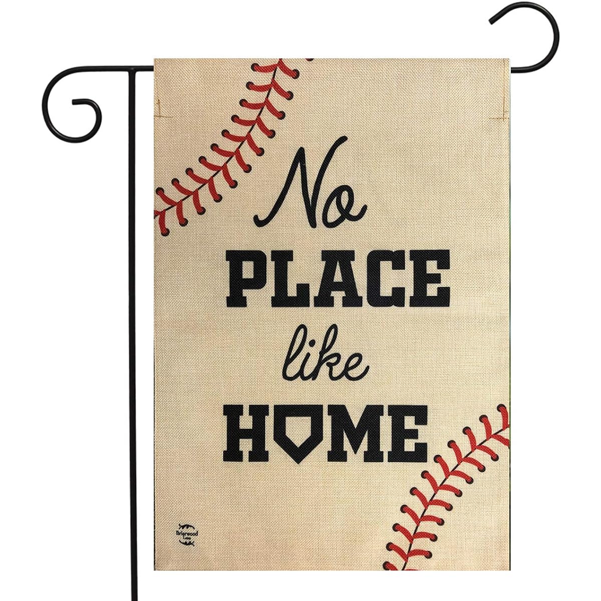 No Place Like Home Baseball Burlap Garden Flag Double-Sided 12.5" x 18" Briarwood Lane