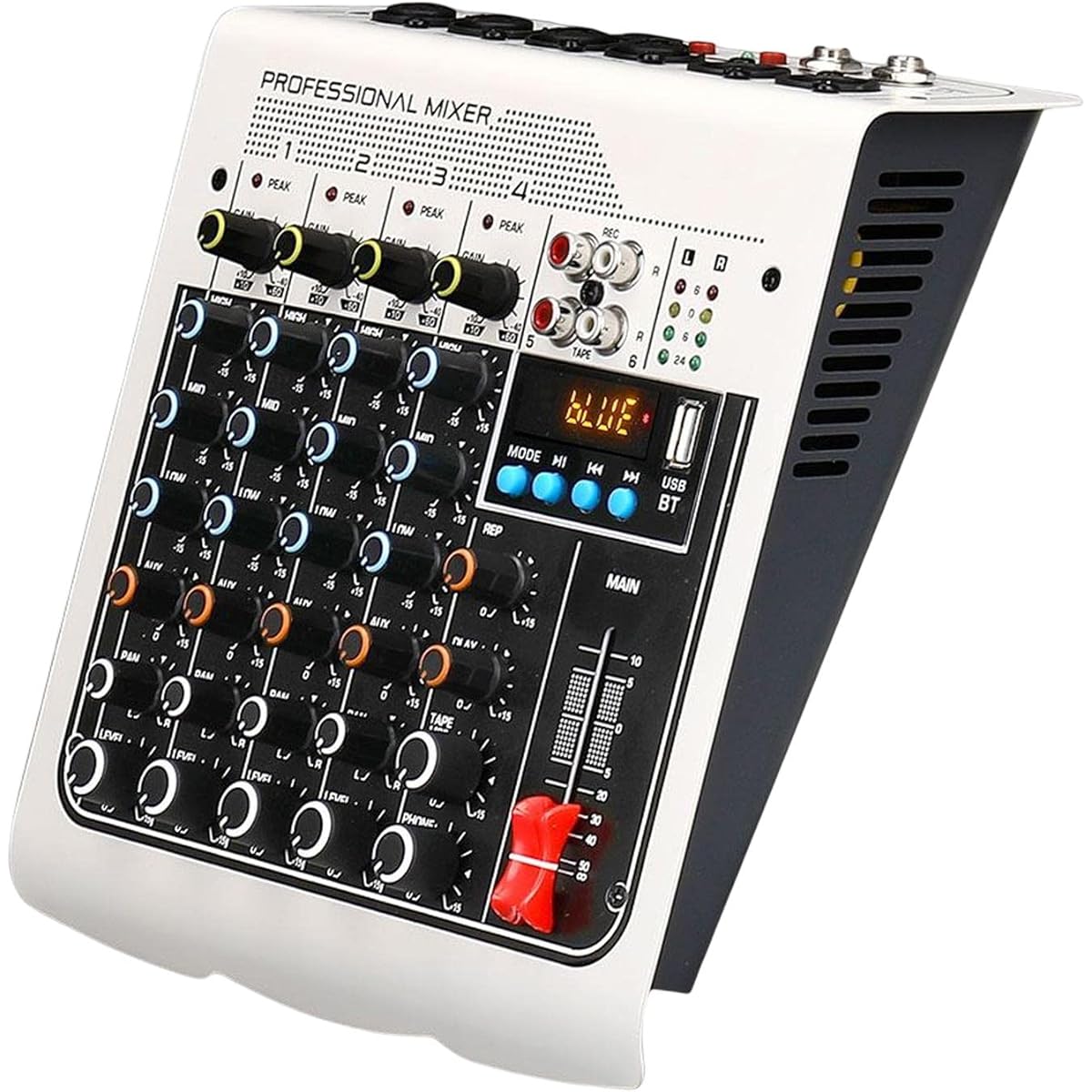 Tachiuwa Audio Mixer Portable Sound Mixing Console Stereo 48V Power Input for Recording