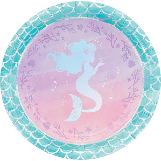 24 Iridescent Mermaid Party Paper Plates