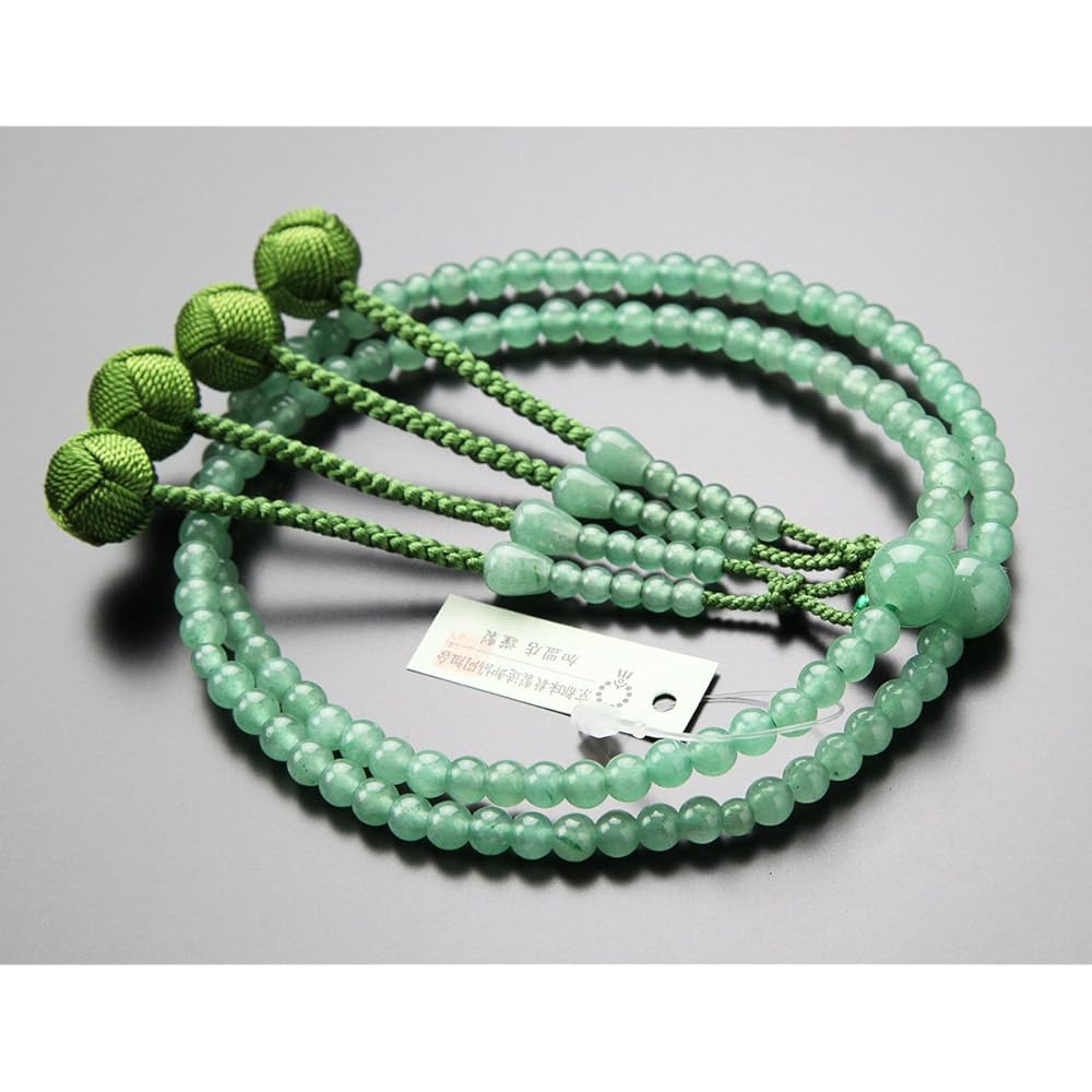 Nenju.com Shingon Buddhist Prayer Beads for Women 8 cm Indian Jade Sanskrit Tenbo [Regular Prayer Beads Kyoto Prayer Beads 108 Beads Kyoto Indian Jade Aventurine Eight Size Koyasan 2000400100674] [Pursary Bead Bag Free! ]