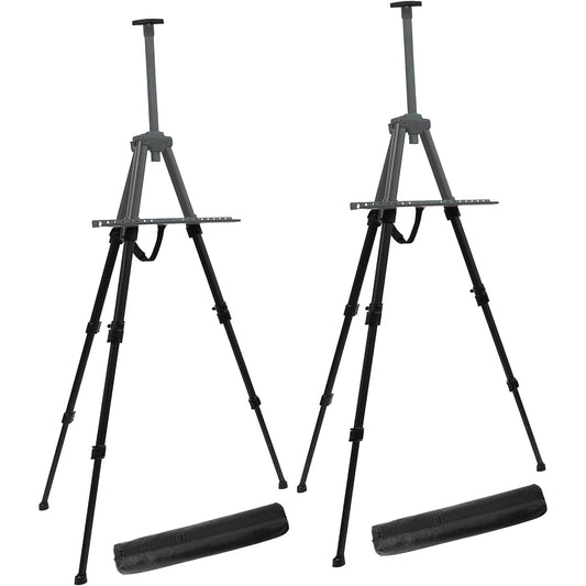 Artist Easel Stand Extra Thick Aluminum Metal Tripod Display Easel 17-56 Inch (2 Pack)