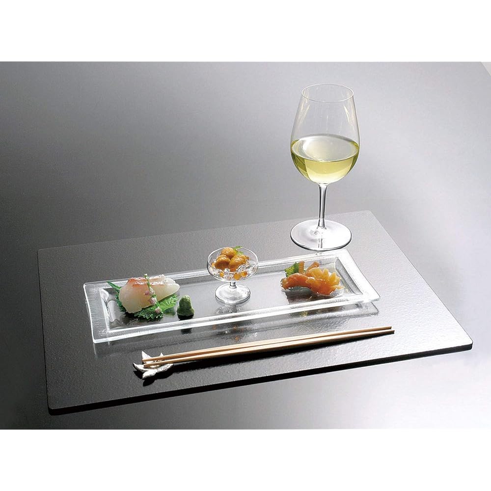 Toyo Sasaki Glass Plate Buffet Plate Long Rectangular Tray (Large) Made in Japan Clear Approx. 31.0 x 11.0 x 1.2cm 3 pieces KG-4002