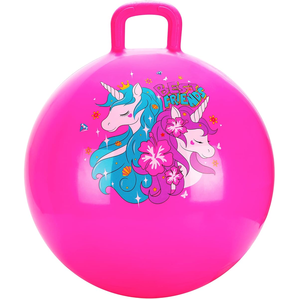 U&C Planet Jump Ball Hopper Ball Bouncy Ball with Handle for Kids 3-6 5-9 7-12 Sit and Bouncy Hopping Ball with Pump 18 20 22 Inch