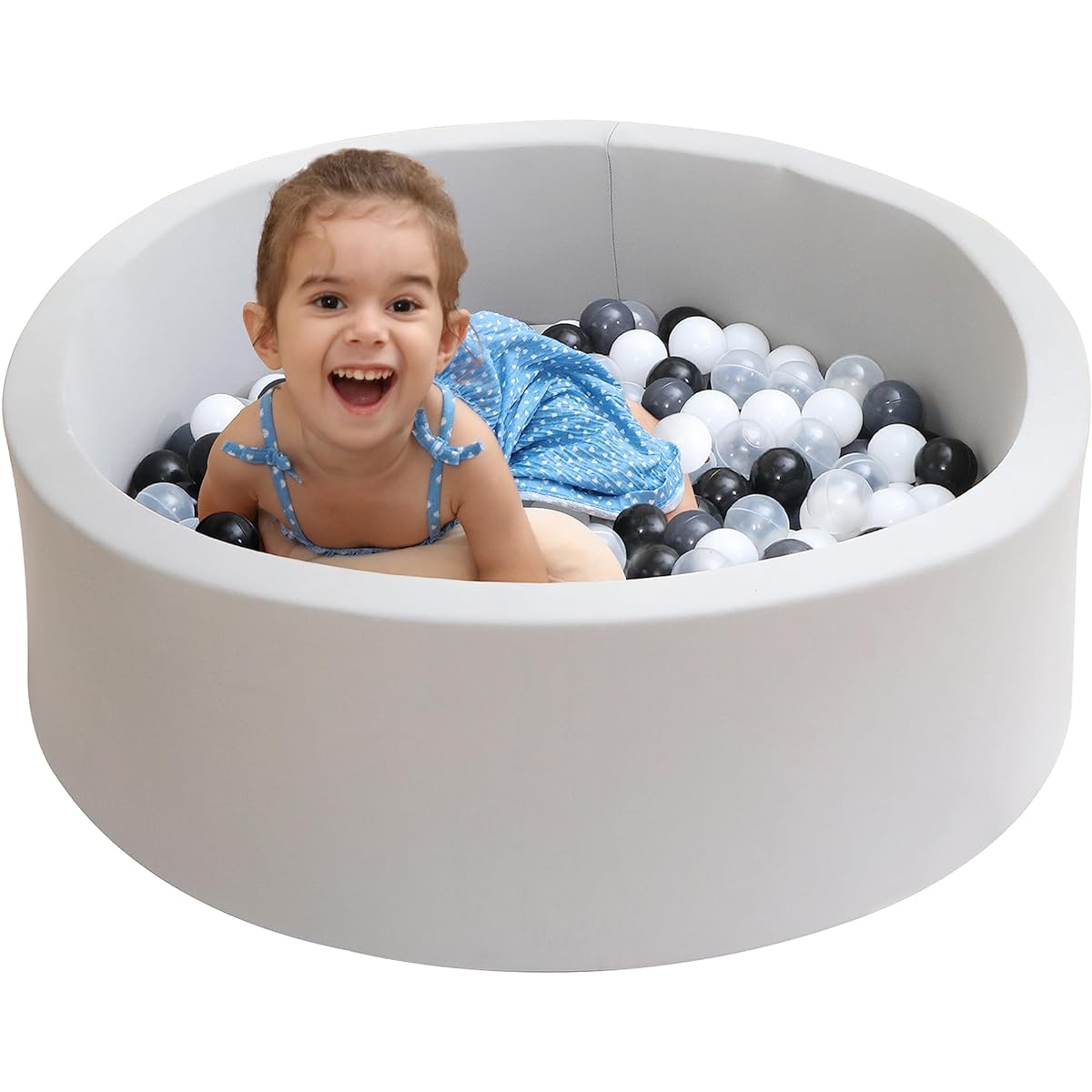 Baby Ball Pit Memory Foam Ball Pool Soft Indoor Outdoor Playpen Ideal Gift for Kids Toddlers and Infants (Light Grey)
