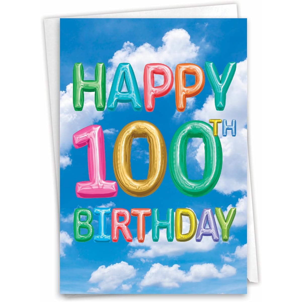 The Best Card Company - 100th Happy Birthday Cards with Envelopes - Birthday, 100 Years Celebration Cards - 100 Inflatable Messages C5651HMBG