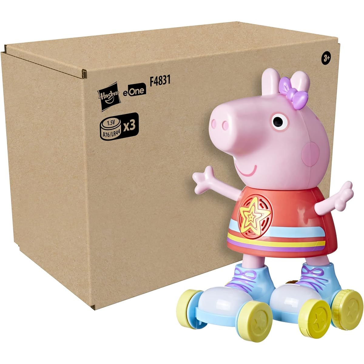 Peppa Pig Disco Peppa Roller Skating Doll Pull and Go Action 11" Figure for 3 Year Old Girls Boys Preschool Toys for Ages 3+ with Lights, Speech and Music