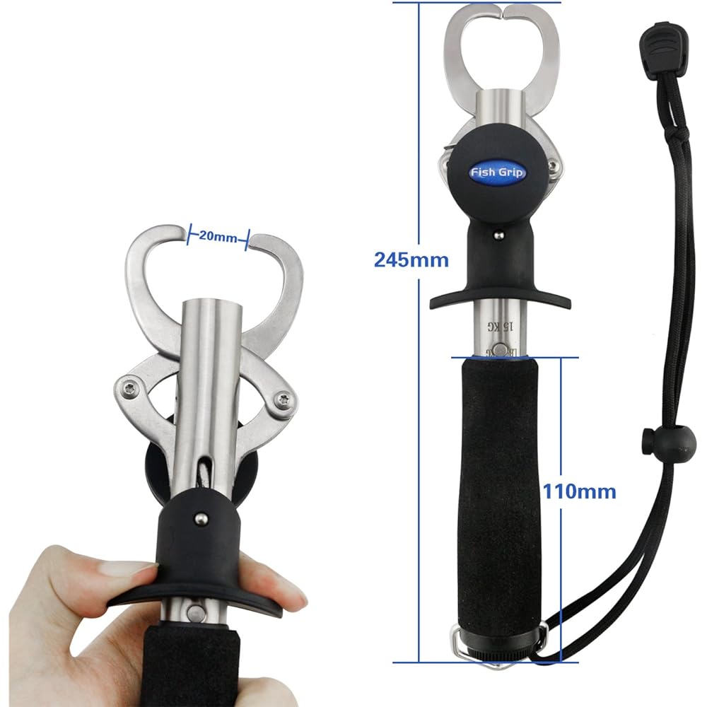 FuPany Fish Grip Fish Catcher Measuring Measure Fish Catcher with Waterproof Case Black (FPFG-03)