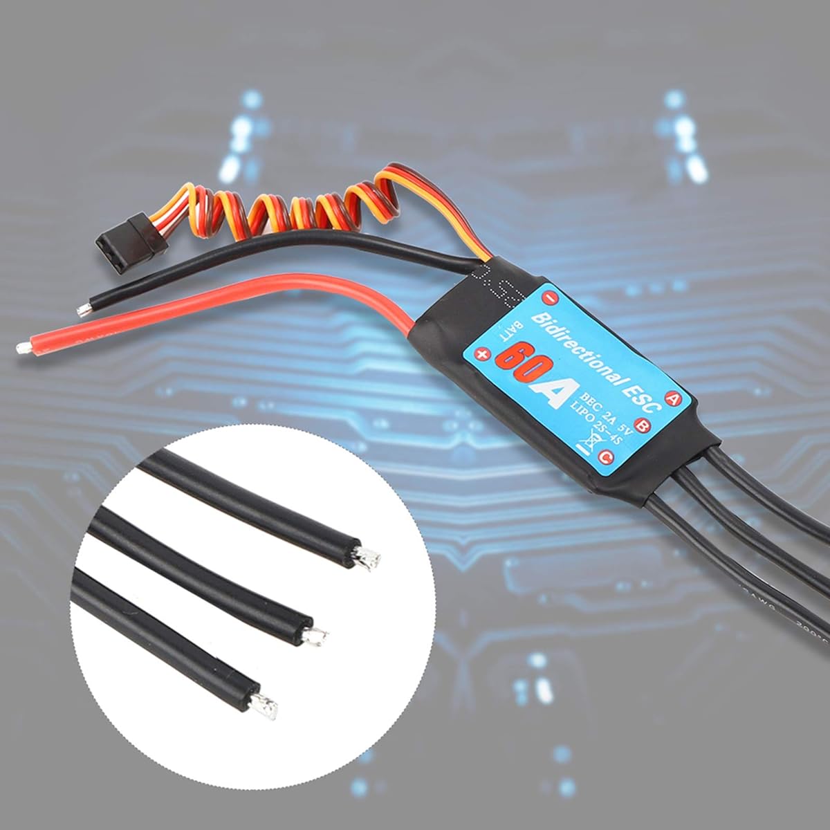 Tissting 20A/30A/40A/50A/60A RC Brushless Motor ESC Electric 2-6S Speed Controller UBEC 2A/3A 5V 1:1 Power Output for RC Boat Underwater Propeller