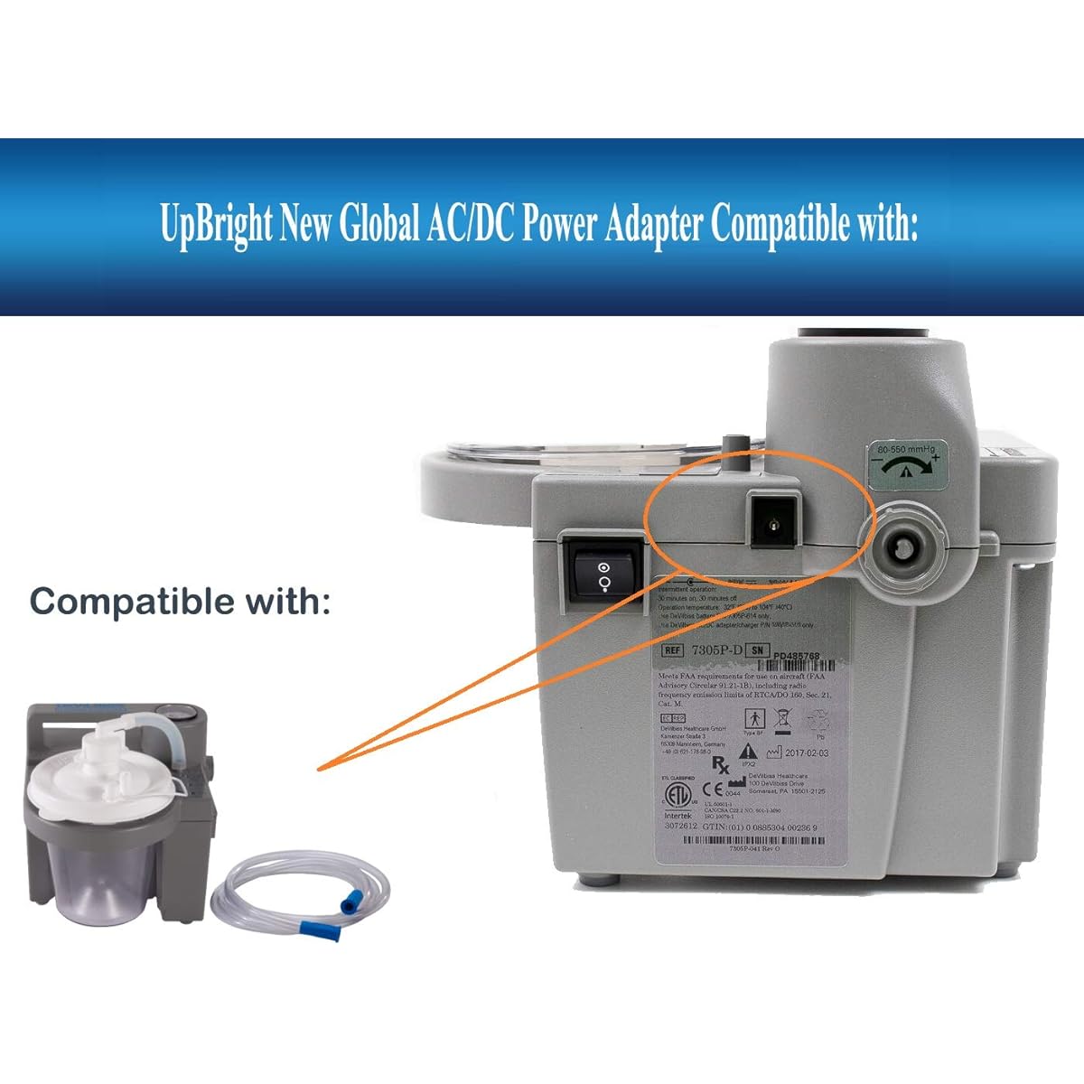UpBright 12V AC Adapter Compatible with DeVilbiss MW153KA1200F02 SL Suction 7305 Series P 7305P-D 7305P-613 7304D-619 Machine The Power Solution EA-035UM-S2 Sunrise 170-0005-033 Titusville FL 3 2780
