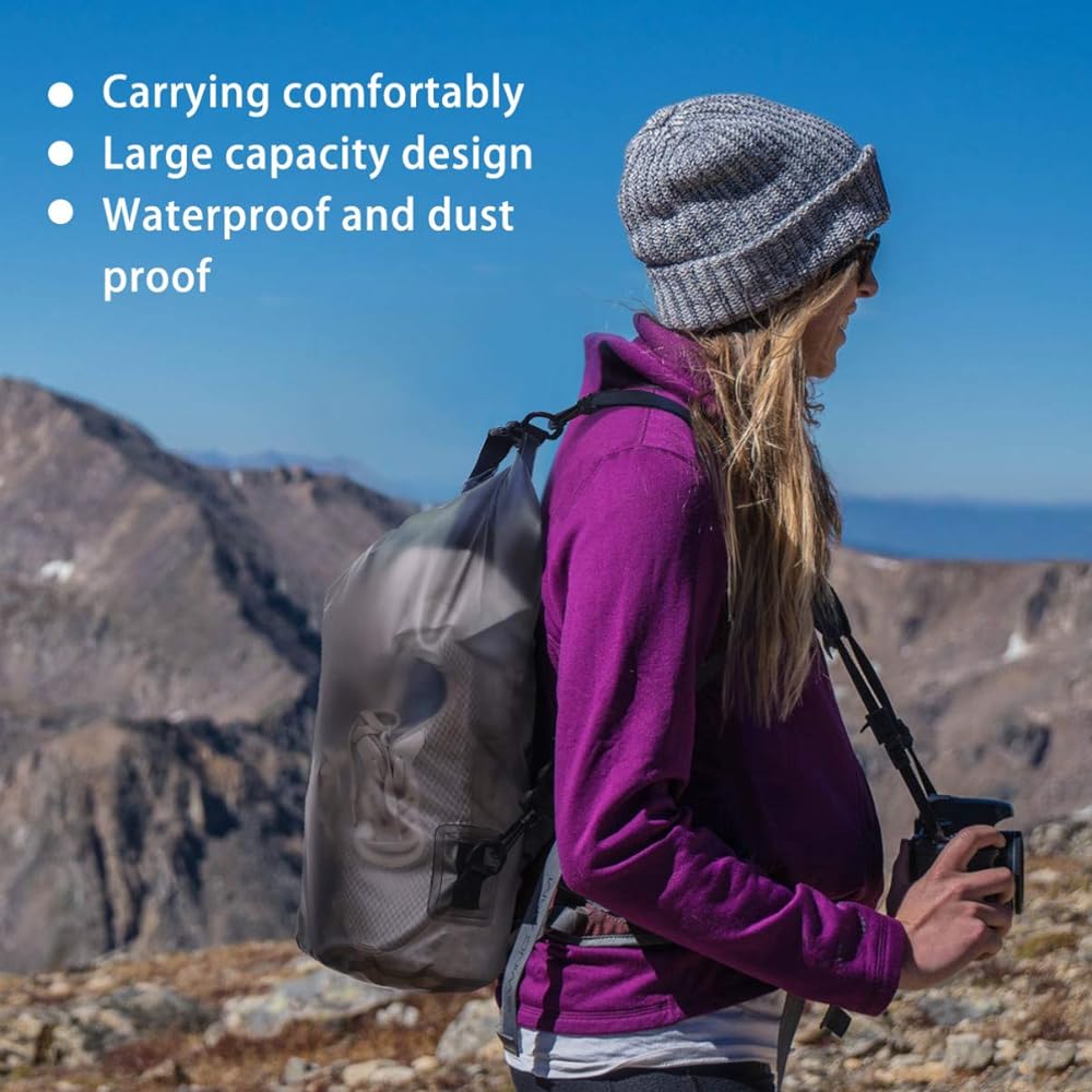 TEHAUX Waterproof Bag, Dry Bag, Storage Bag, Ultra Lightweight, Waterproof, Dustproof, Disaster Prevention, For Climbing, Travel, Backpacking, Outdoor, 15L