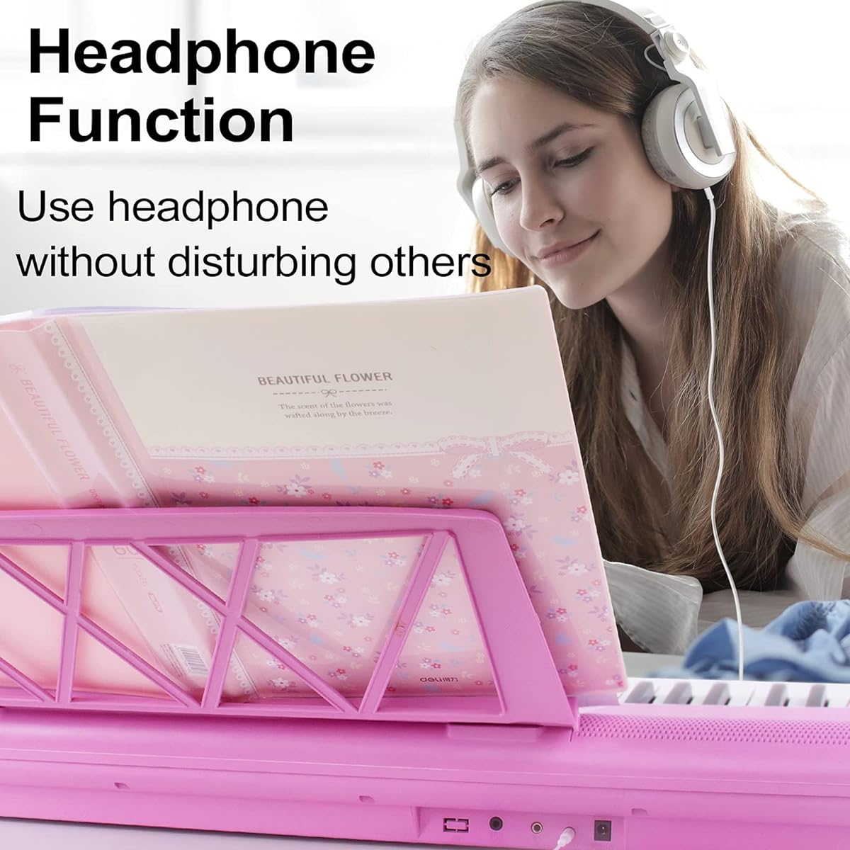 Portable Keyboard Piano 54 Keys Electronic Kids Learning Mini Digital Piano with Headphone Jack & Teaching Mode Gift for Children Adults Beginners (Pink)