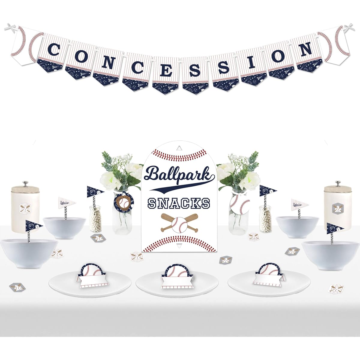 Big Dot of Happiness Batter Up - Baseball - DIY Baby Shower Birthday Party Concession Signs - Snack Bar Decorations Kit - 50 Pieces