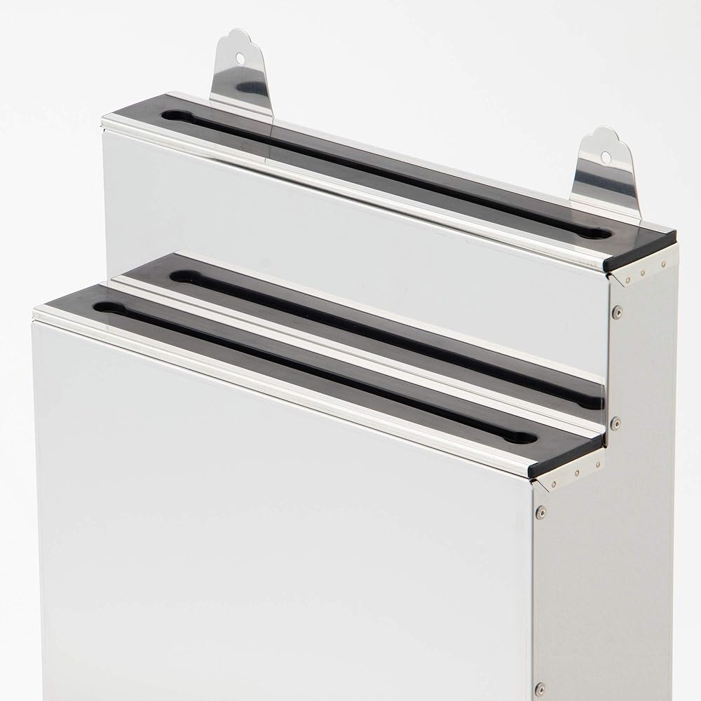 Endo Shoji TKG Knife Holder, Stainless Steel, Small, 2 Tiers, Comes with nailed fixing rubber plate, Width x Depth x Height (mm) 230 x 100 x 370, Simple and Easy to Use, Removable Bottom Plate, Hygienic, Commercial Use AHU26003