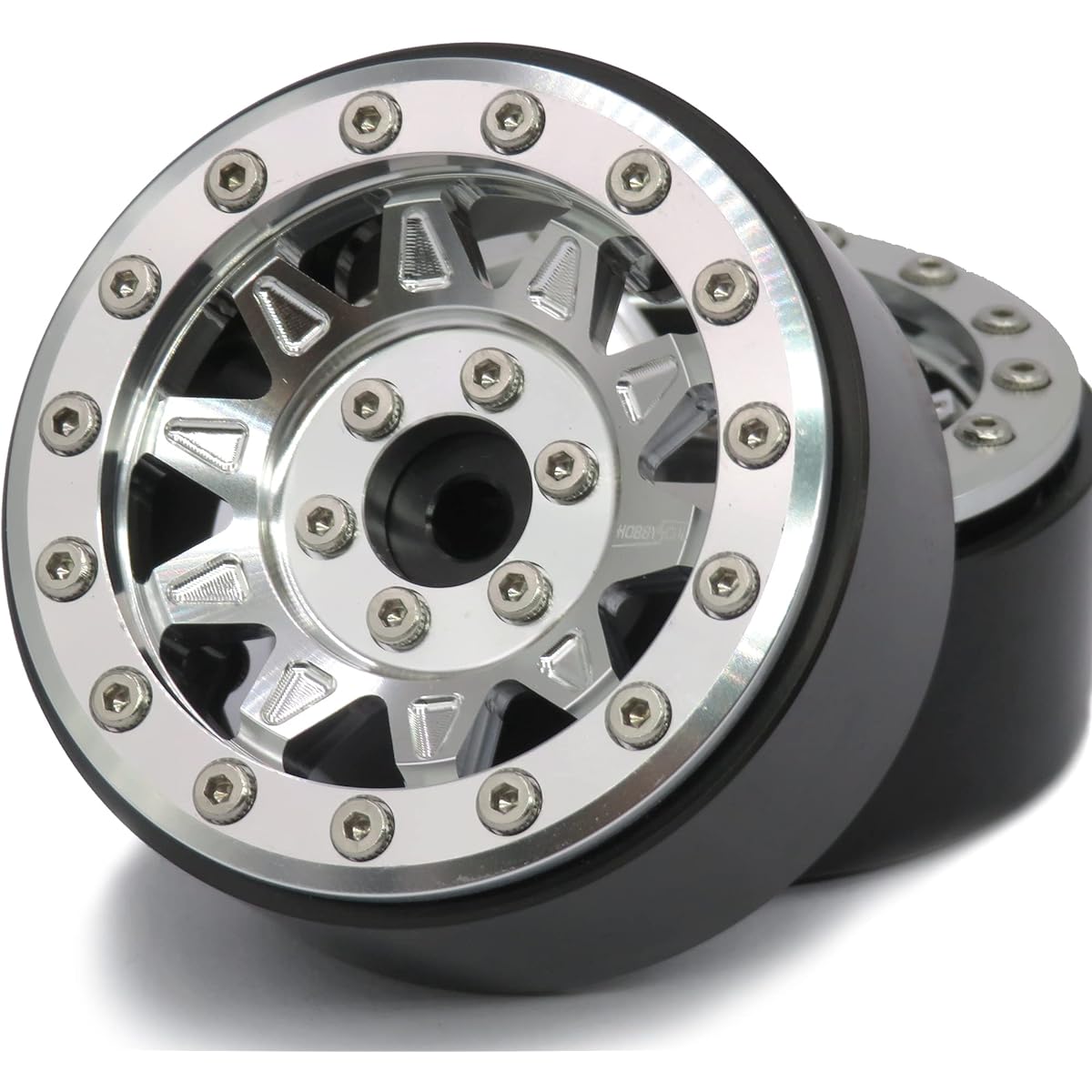 HOBBYSOUL RC 1.9 Beadlock Wheels Silver Crawler 1.9 Wheel Weights Heavy Duty Beadlock Ring 128g/Rim for Traxxas TRX-4 / RC4WD D90 D110 TF2 / Tamiay CC01 / Axial SCX10 III 90047 AXI03007 (4 Pack)