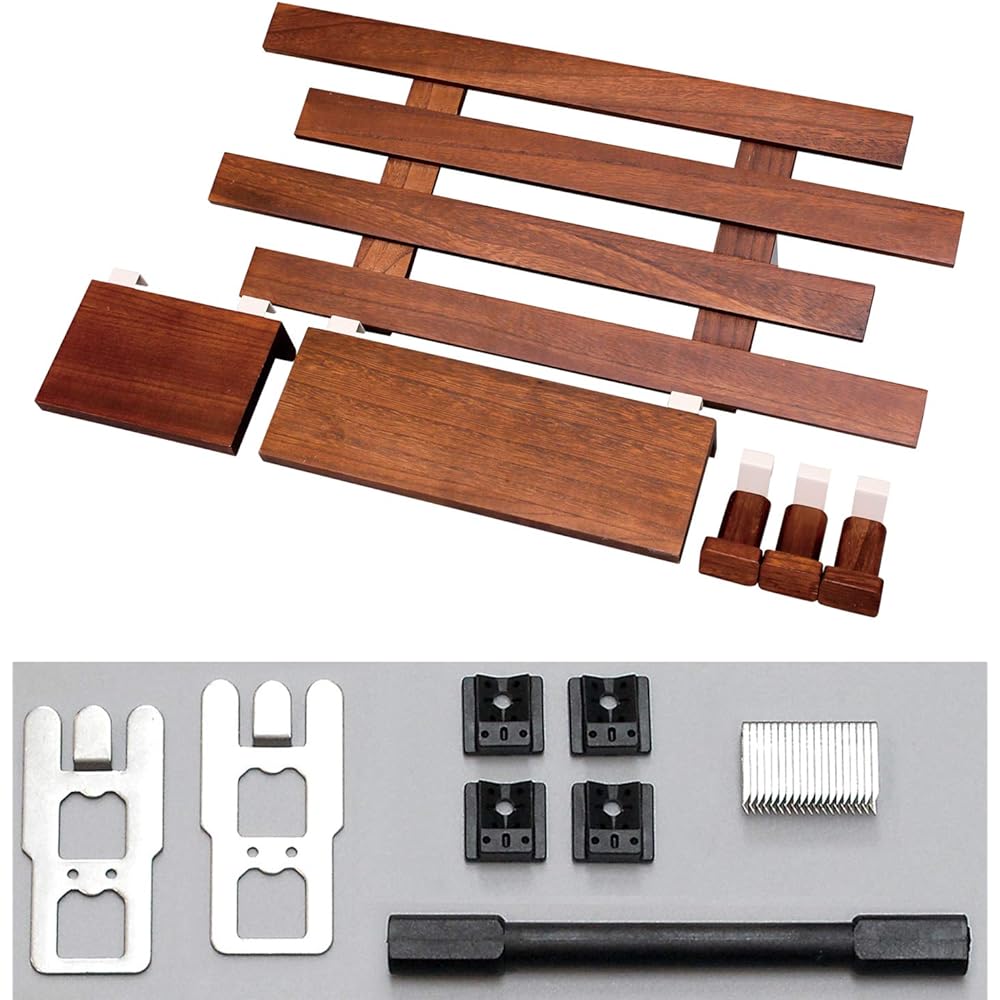 Osmac Open Shelf Rack, Wall Hanging Shelf, Decorative Shelf, Package Set 2, Slats that can be attached to the wall, Natural Wood, Dark Brown, KBSP-2DB