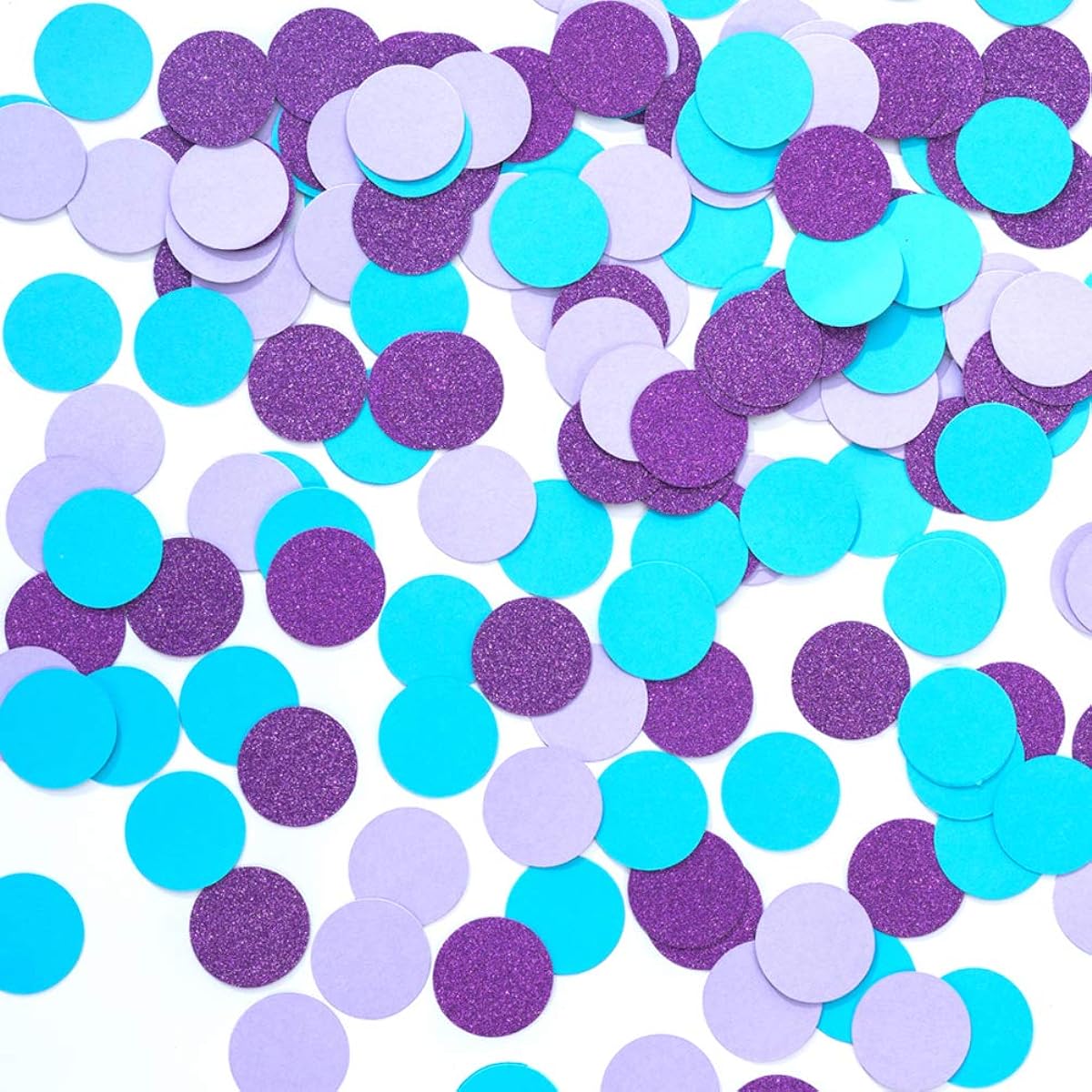 MOWO Confetti Circle Dot Table Wedding Birthday Mermaid Party Decorations 1.2" Diameter (Turquoise Blue Lavender Purple 200 Pieces)