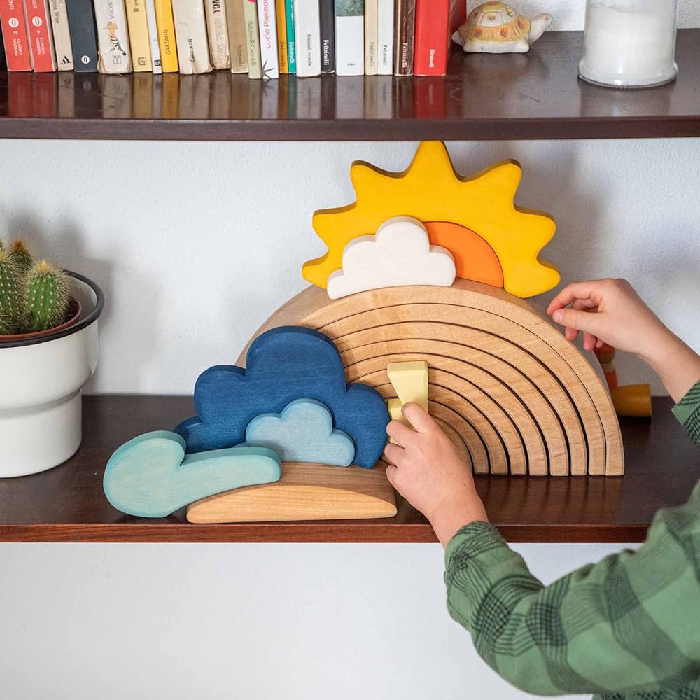 GRIMM'S Toy Educational Toy Building Blocks Interior Figure Play Weather Block SH10678