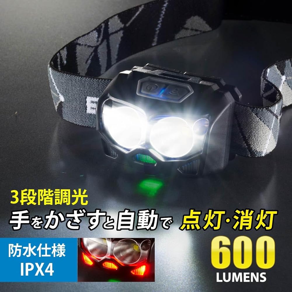 Ohm (OHM) Electric LED Headlight Motion Sensor Switch White Light Red Light Flashing Red Dimming Outdoor Disaster Headlamp ECLAT 600 Lumens LC-S60A7 08-0930