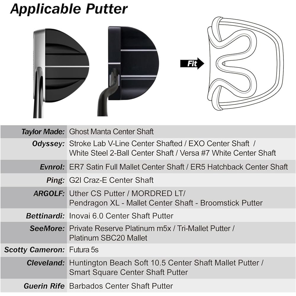 CRAFTSMAN (Craftsman) Lucky Call Cool Jack Putter Cover Golf Head Cover Compatible with Mallet 1 Piece Single Magnetic Closure 2 Colors (Black & White)