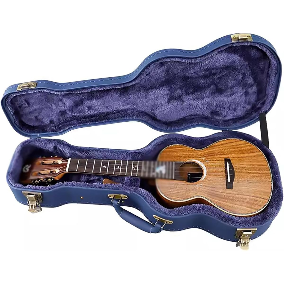 Ukulele Case Leather Ukulele Wooden Case Crushproof 23" 26" Ukulele (Color: Blue, Size: 23inch)