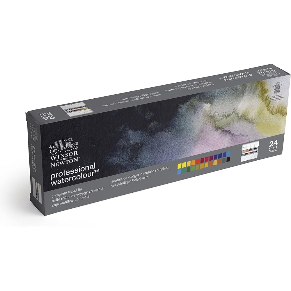 Winsor & Newton Winsor & Newton Watercolor Paints Winsor & Newton Professional Watercolor 24 Color Set Lightweight Metal Box Set Half Pan
