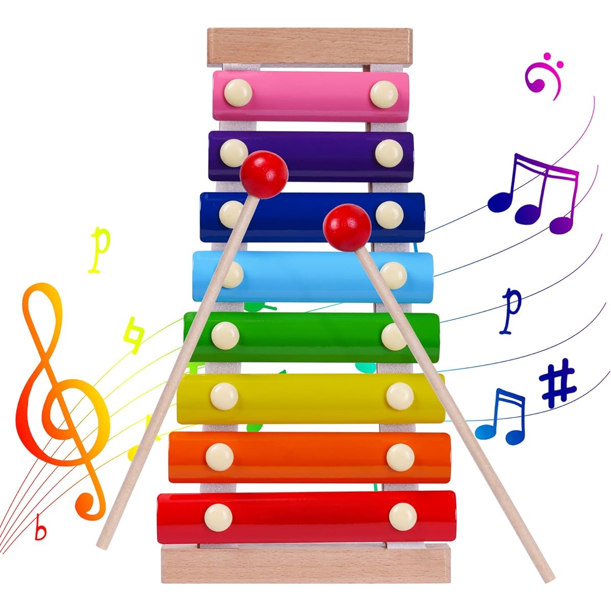 Xylophone for Kids Holiday/Birthday DIY Gift Idea for Mini Musicians Color Scissor Wooden Xylophone Toy with Child Safe Mallet