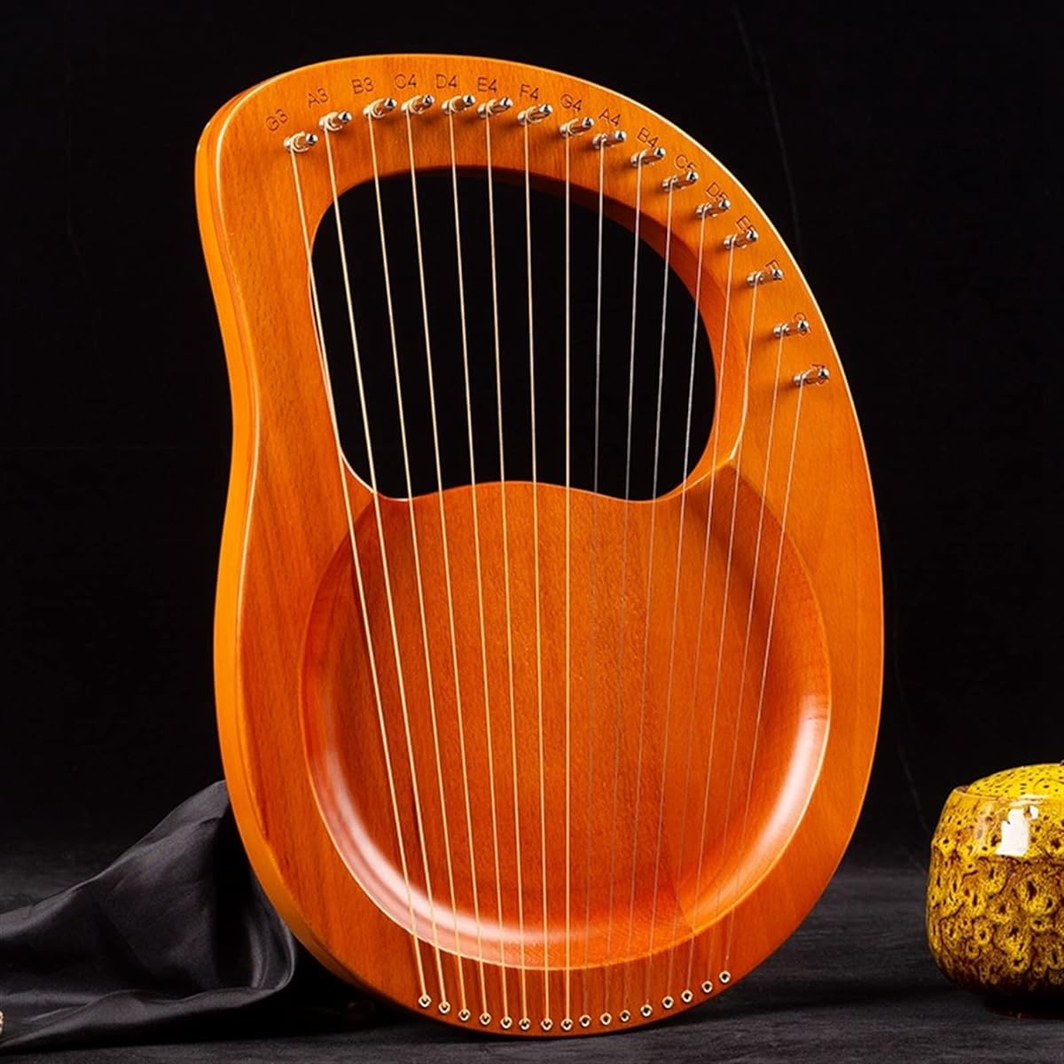 WowZza 19 String Wooden Lyre Harp Musical Instrument with Tuning Wrench and String Lyre Harp