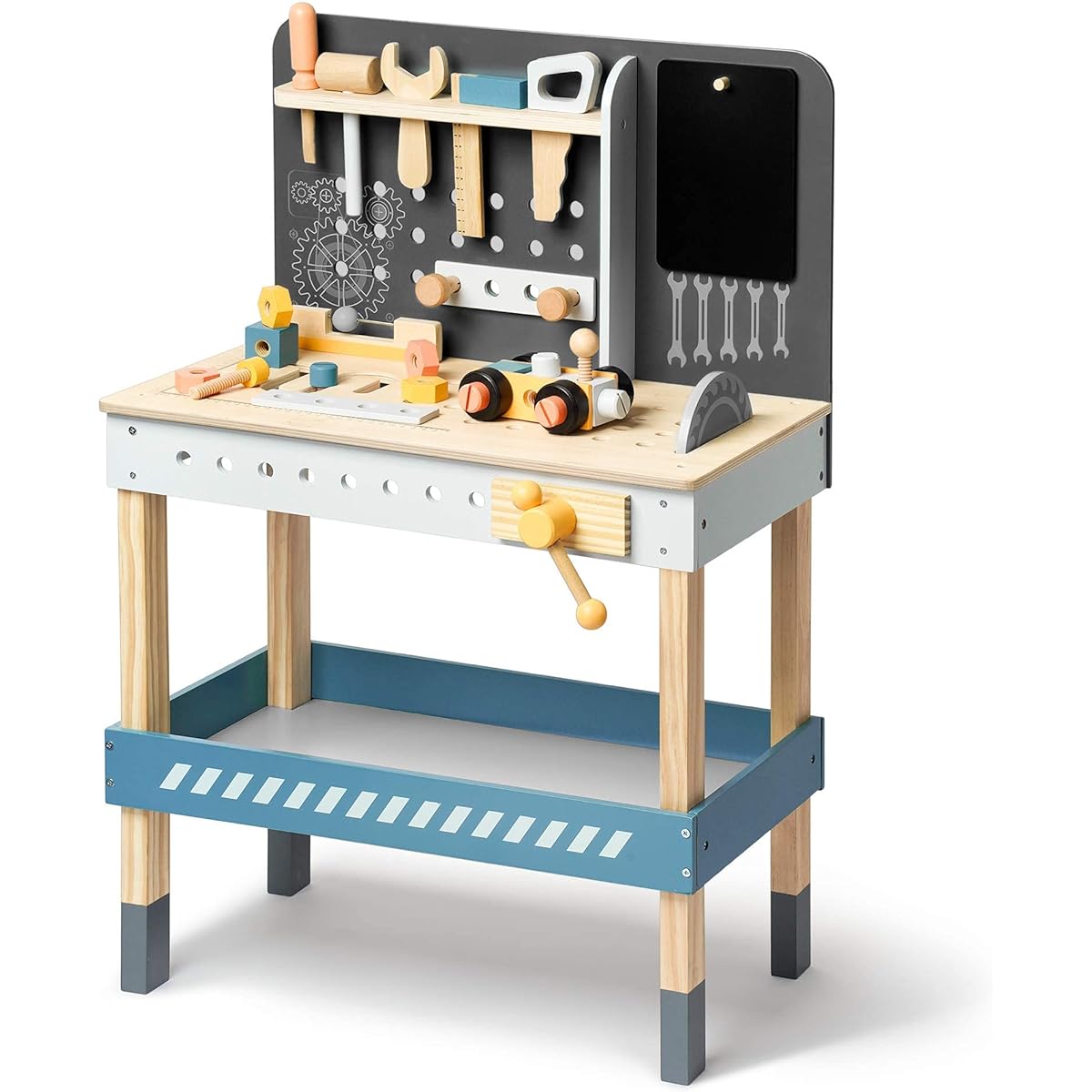ROBUD Tool Bench Set for Toddlers Wooden Work Bench Toy Workshop Construction Tools Bench Creative Pretend Play Toys Educational Gifts for Kids Boys Girls