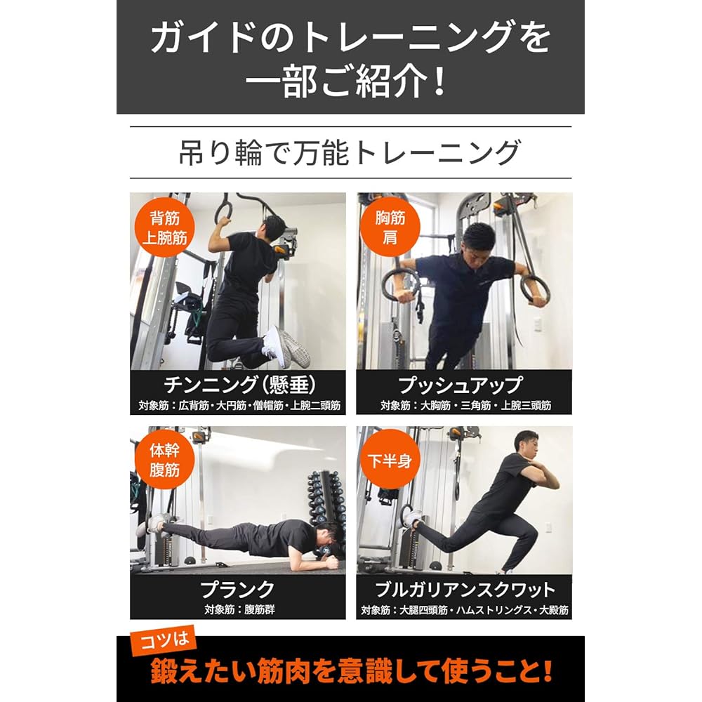 [IORIS] Training Hanging Ring Gymnastics Ring with Olympic Training Guide [Body Makeup Trainer Recommended]