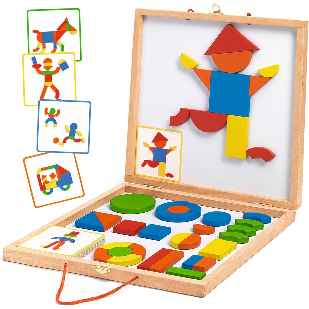 [DJECO Geoform Set Box] Tangram Magnet Puzzle for 4-year-olds, Educational Toys for 3-year-olds, Magnets, Building Blocks, Montessori Shape Puzzle (DJ03130)